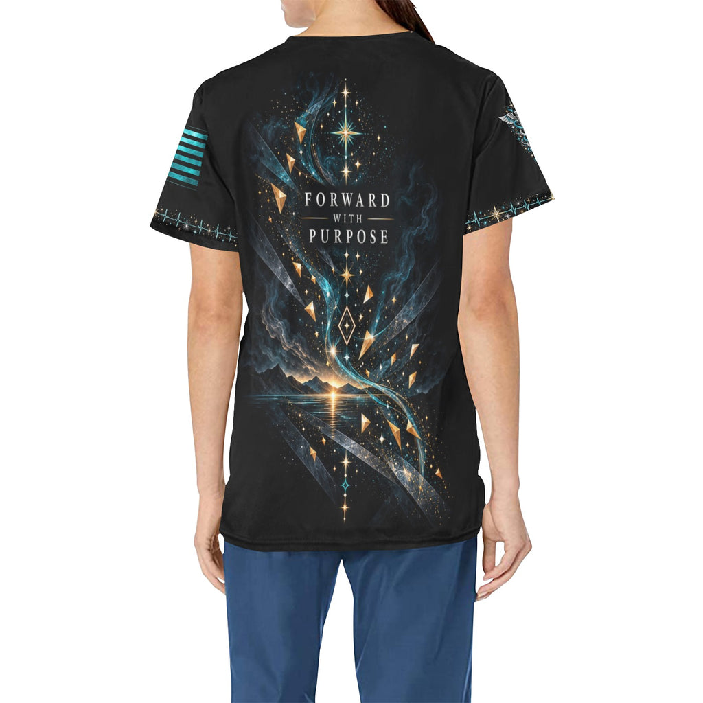 Next Chapter — Respiratory New Year's All-Over Print Scrub Top