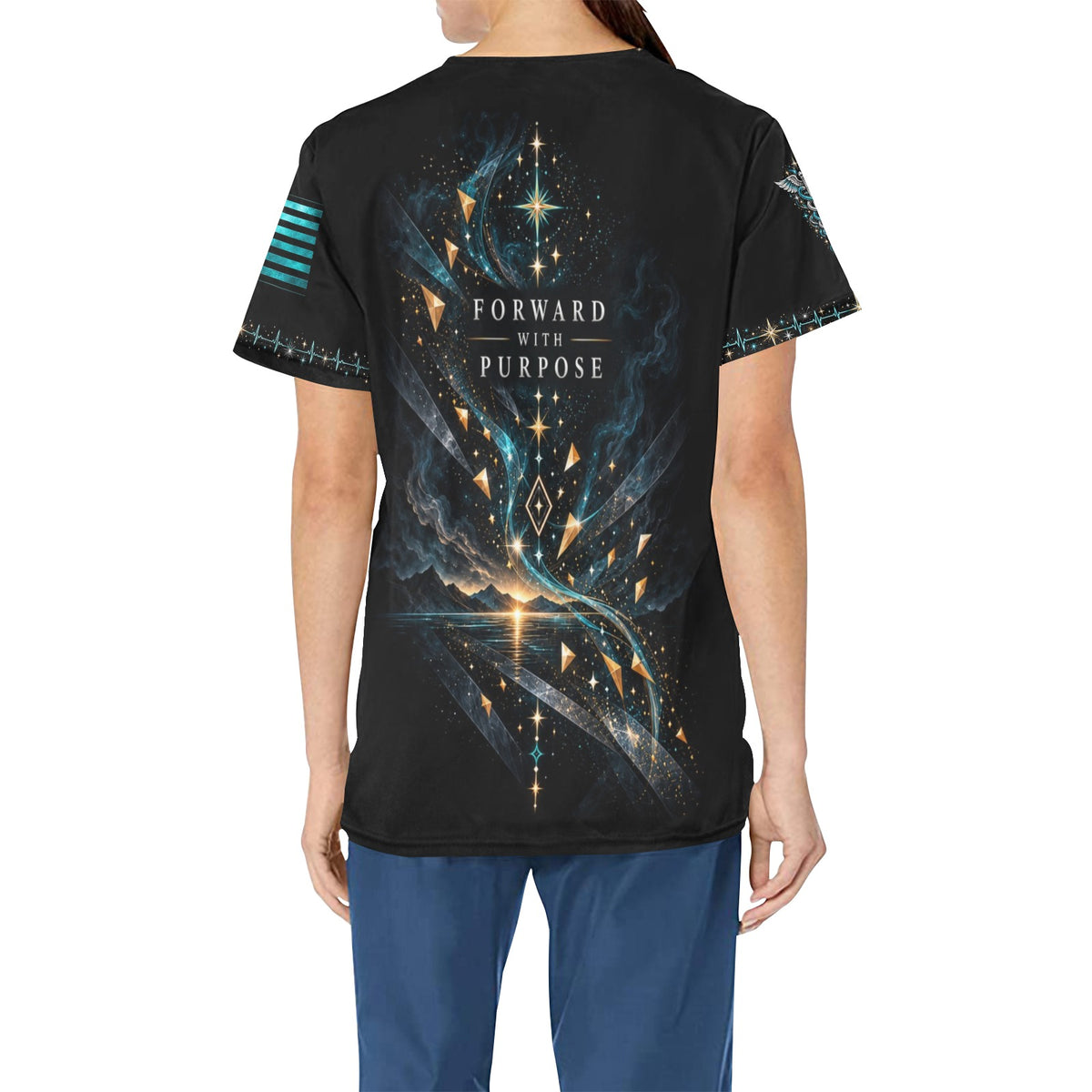 Next Chapter — Respiratory New Year's All-Over Print Scrub Top