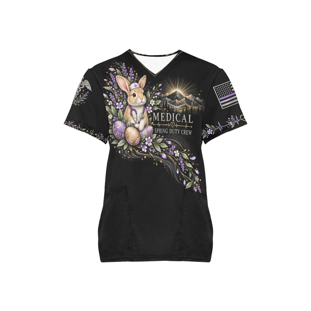 Spring Duty Crew — Medical Easter All-Over Print Scrub Top