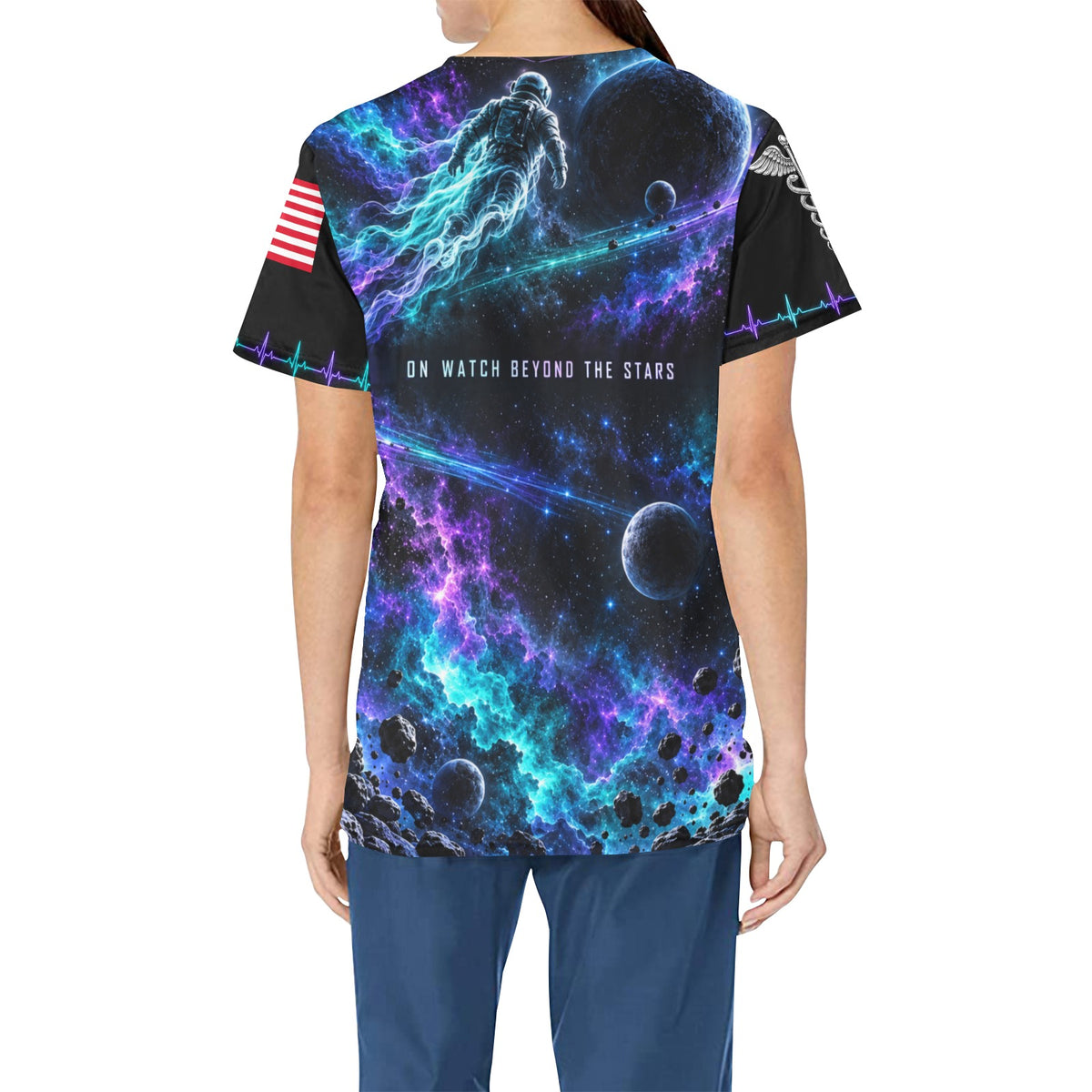 Phantom Orbit - Space Force Halloween All-Over Print Scrub Top