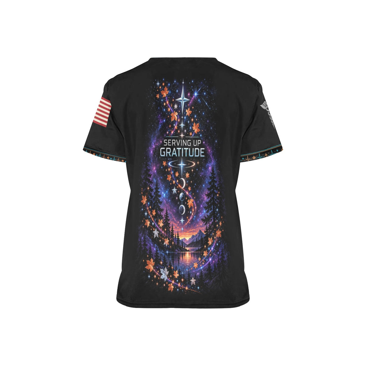 Thankful Crew — Space Force Thanksgiving All-Over Print Scrub Top