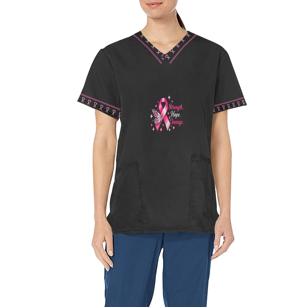 Pink Ribbon Hope — All-Over Print Scrub Top
