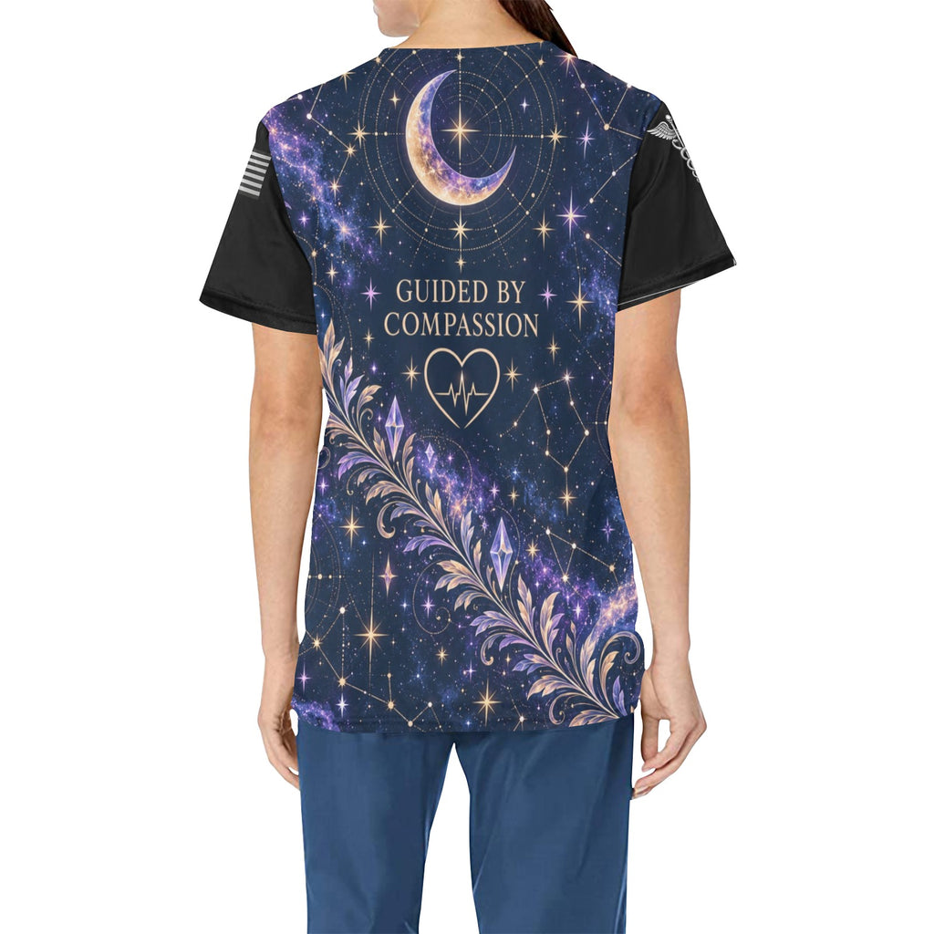 Celestial Care — Nursing All-Over Print Scrub Top