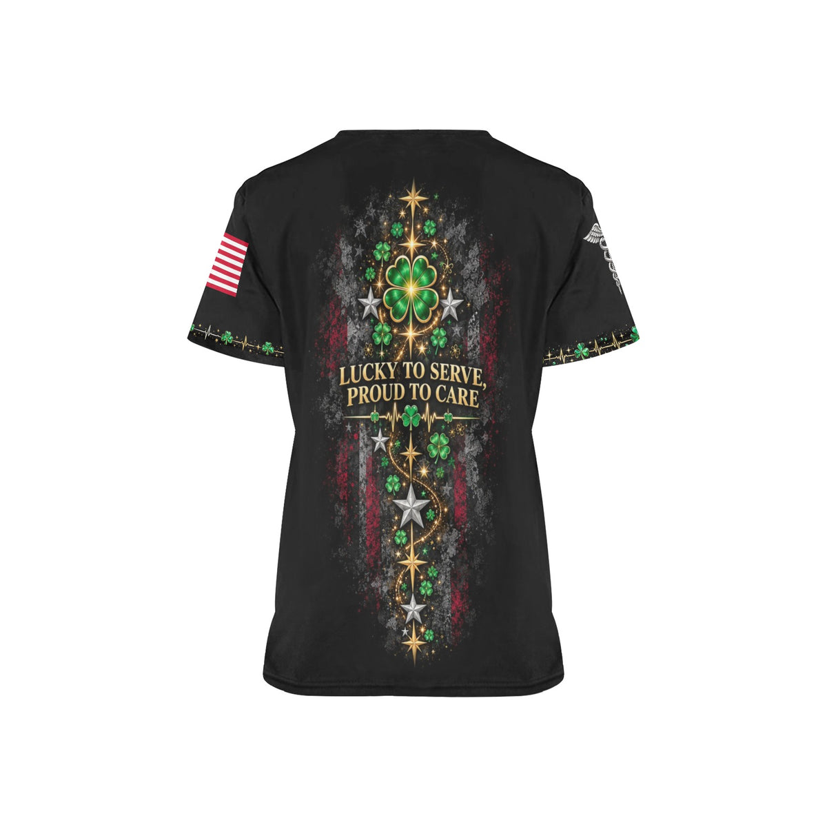 Lucky Duty Crew — Marine Corps St. Patrick's Day All-Over Print Scrub Top