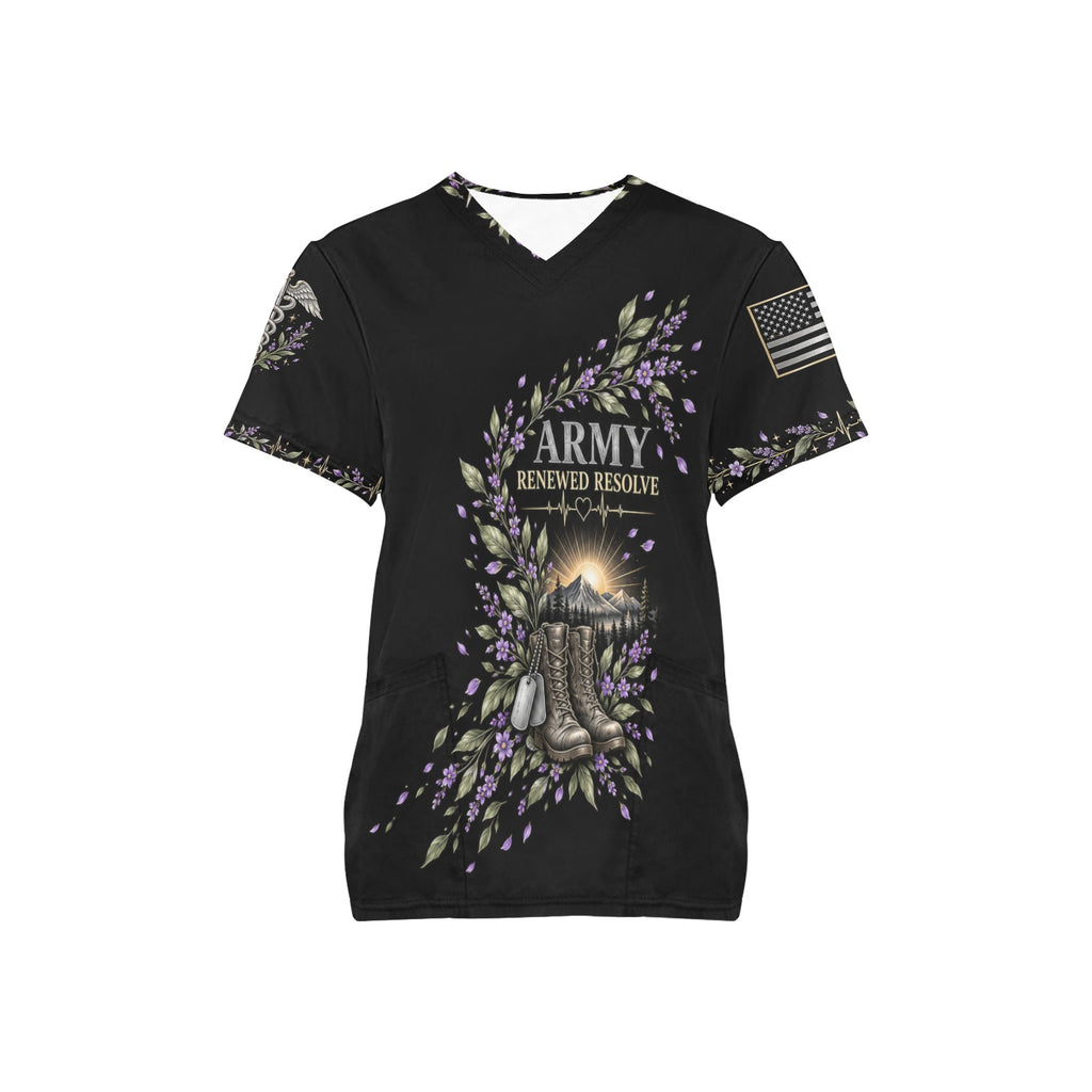 Renewed Resolve — Army Easter All-Over Print Scrub Top