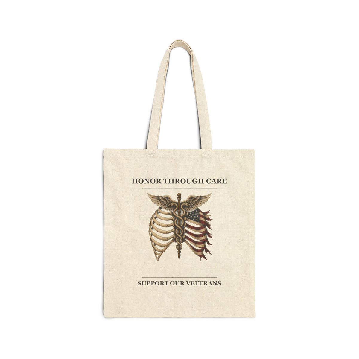 Honor Through Care Canvas Tote — Support Our Veterans