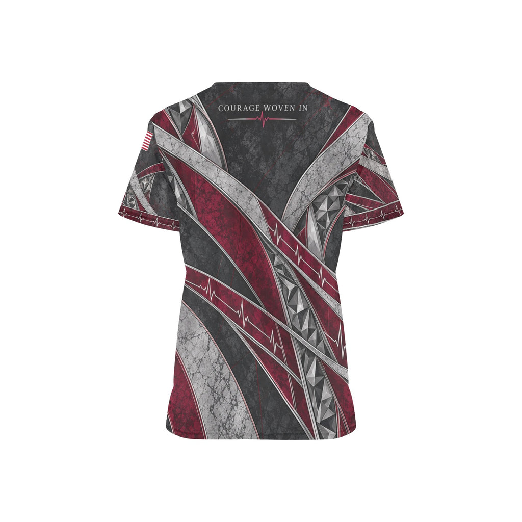 Courage Woven — Marine Corps Veteran All-Over Print Scrub Top