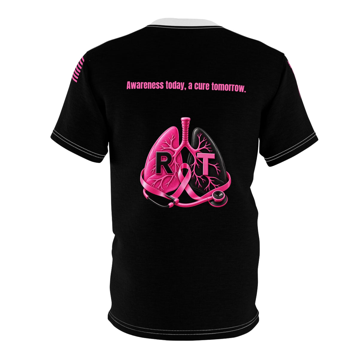Respiratory Therapy Pink Ribbon Awareness Chest Logo T-Shirt