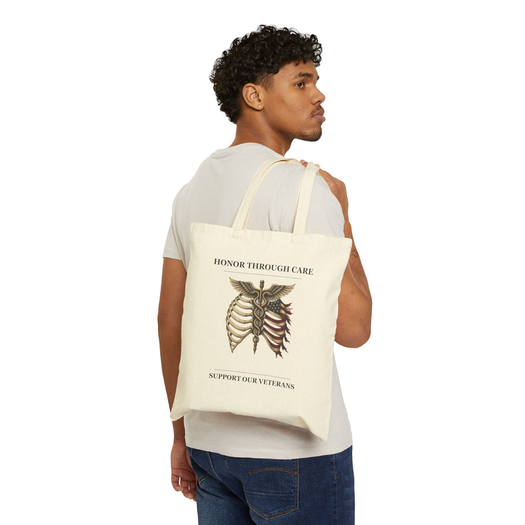 Honor Through Care Canvas Tote — Support Our Veterans
