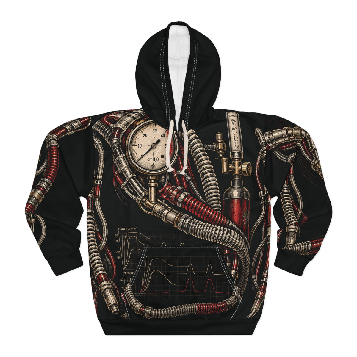 Crimson Airway — All-Over Respiratory Hoodie