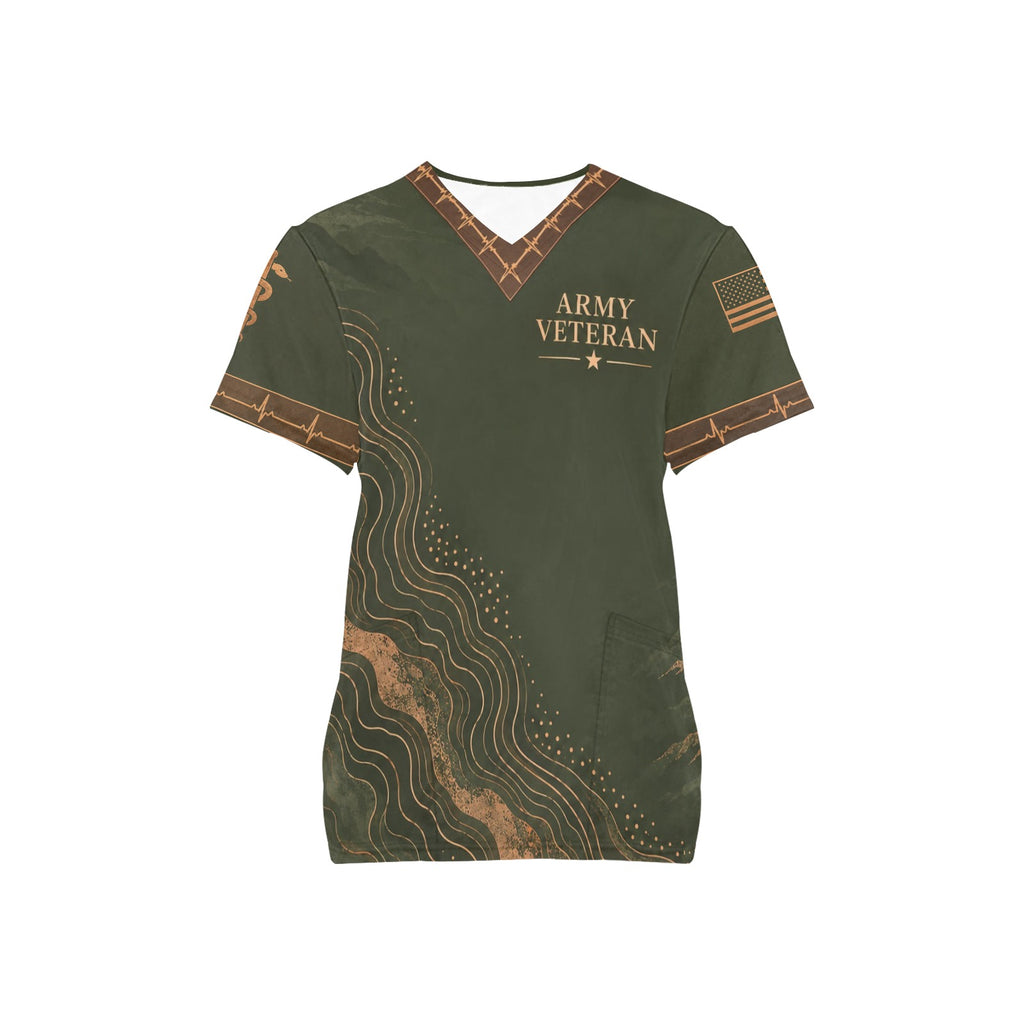 Courage in Motion — Army Veteran All-Over Print Scrub Top