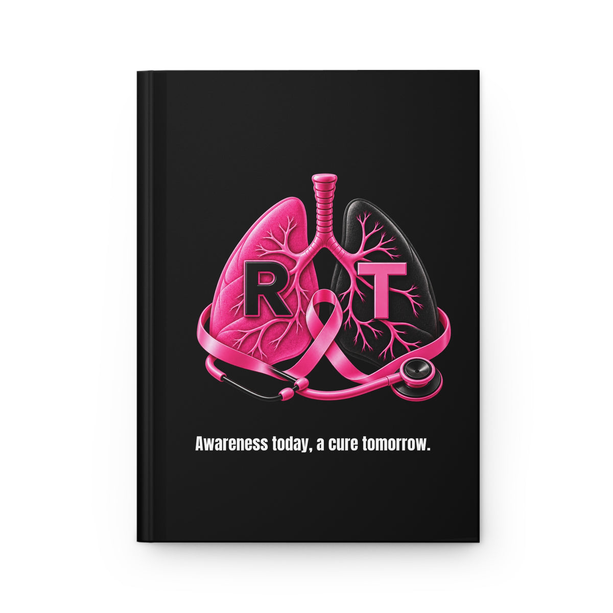 Respiratory Therapy Breast Cancer Awareness Pink Ribbon Hardcover Journal