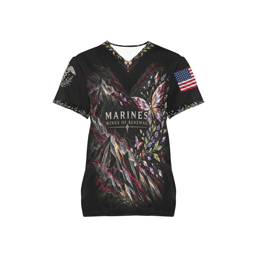 Wings of Renewal — Marine Corps Easter All-Over Print Scrub Top