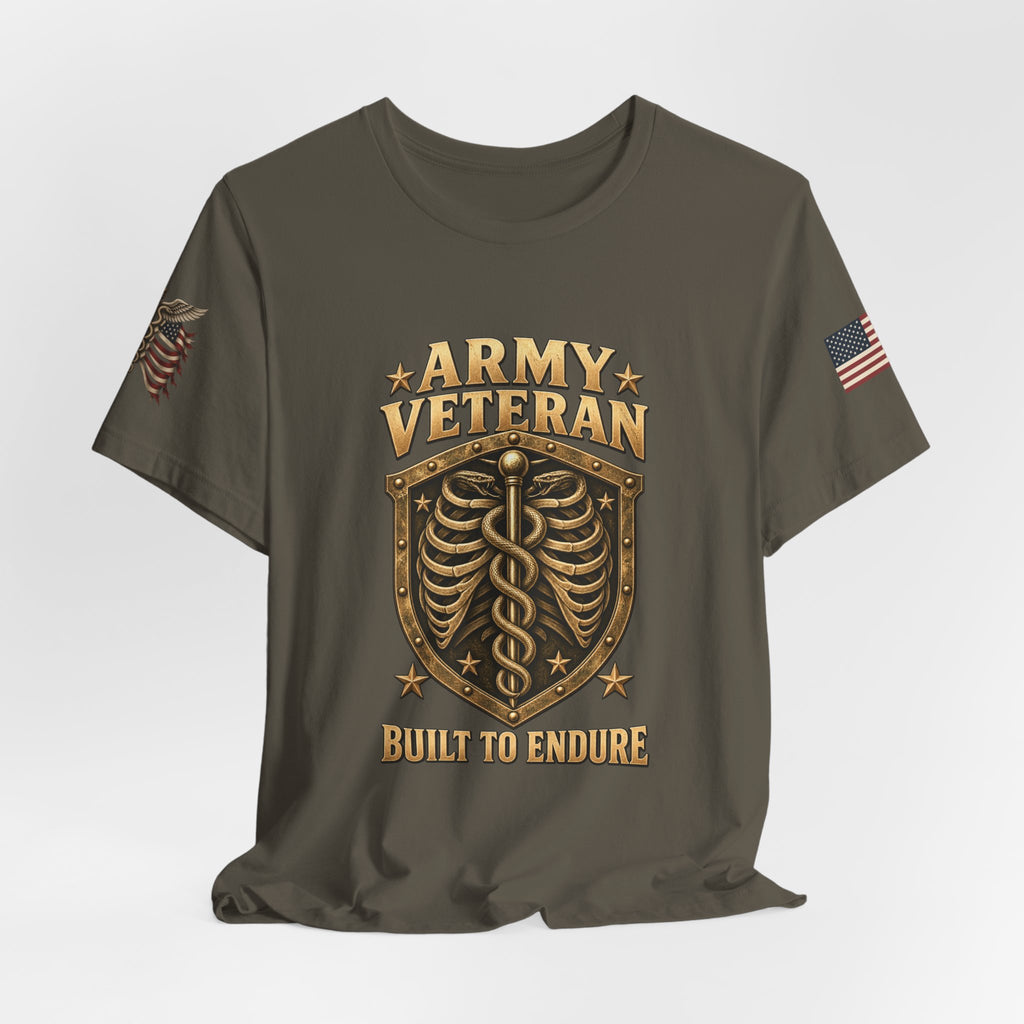 Army Veteran — Built to Endure — Unisex Cotton Tee