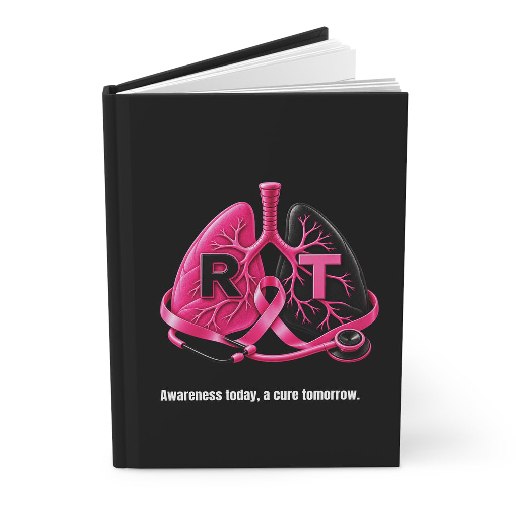 Respiratory Therapy Breast Cancer Awareness Pink Ribbon Hardcover Journal