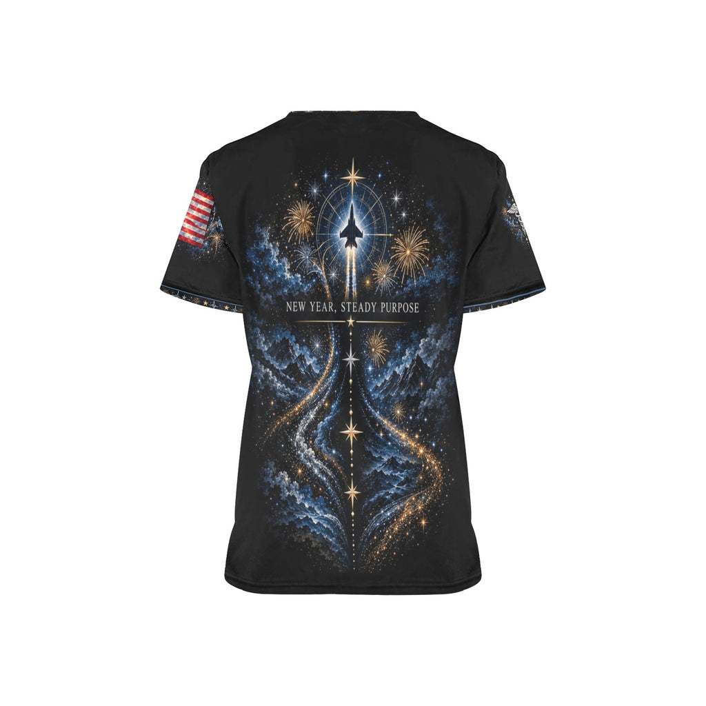Midnight Resolve — Air Force New Year's All-Over Print Scrub Top