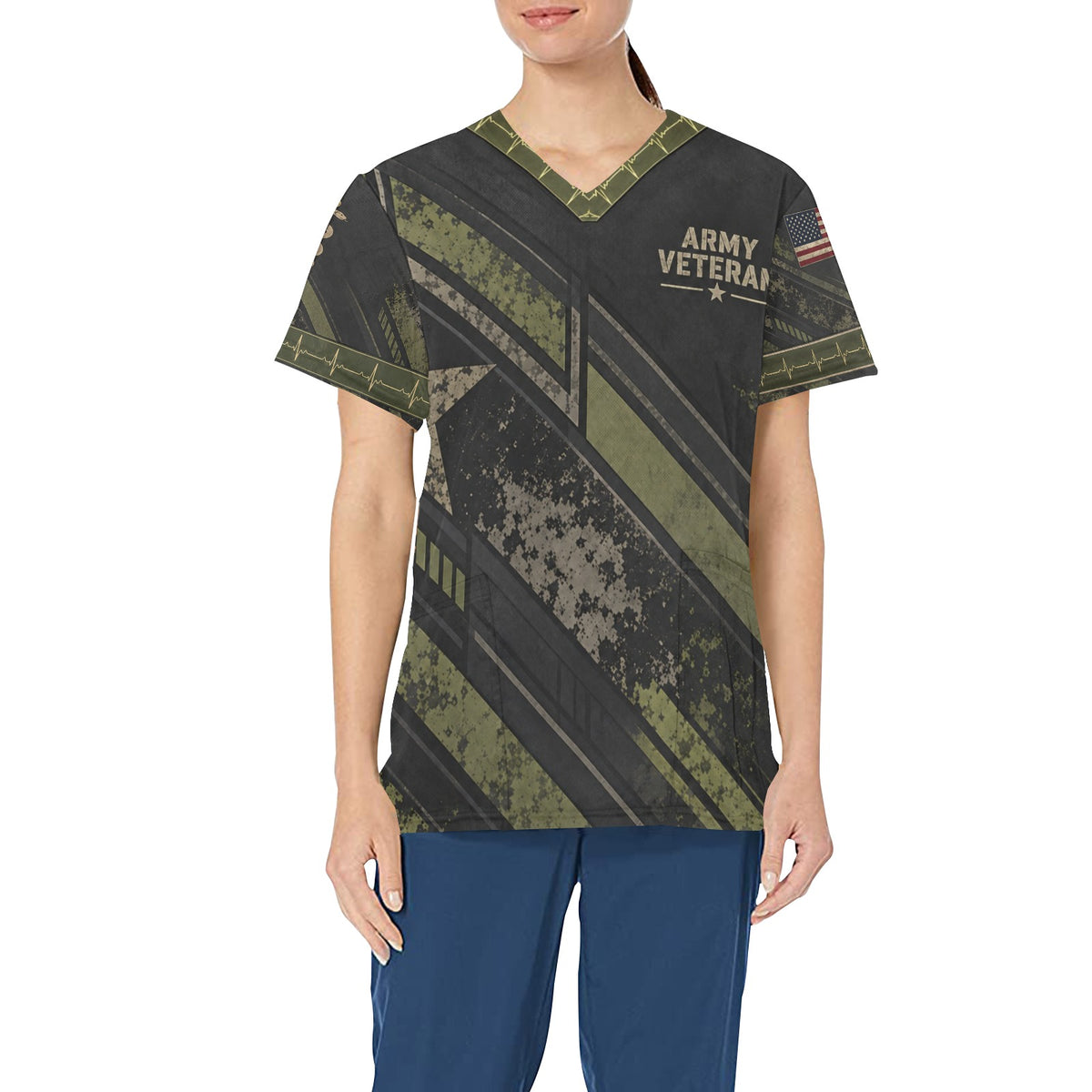 Iron Resolve — Army Veteran All-Over Print Scrub Top