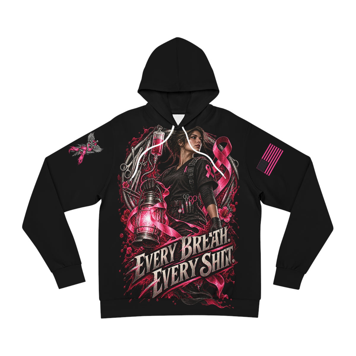 Every Breath Every Shift — Breast Cancer Awareness Medical Hoodie