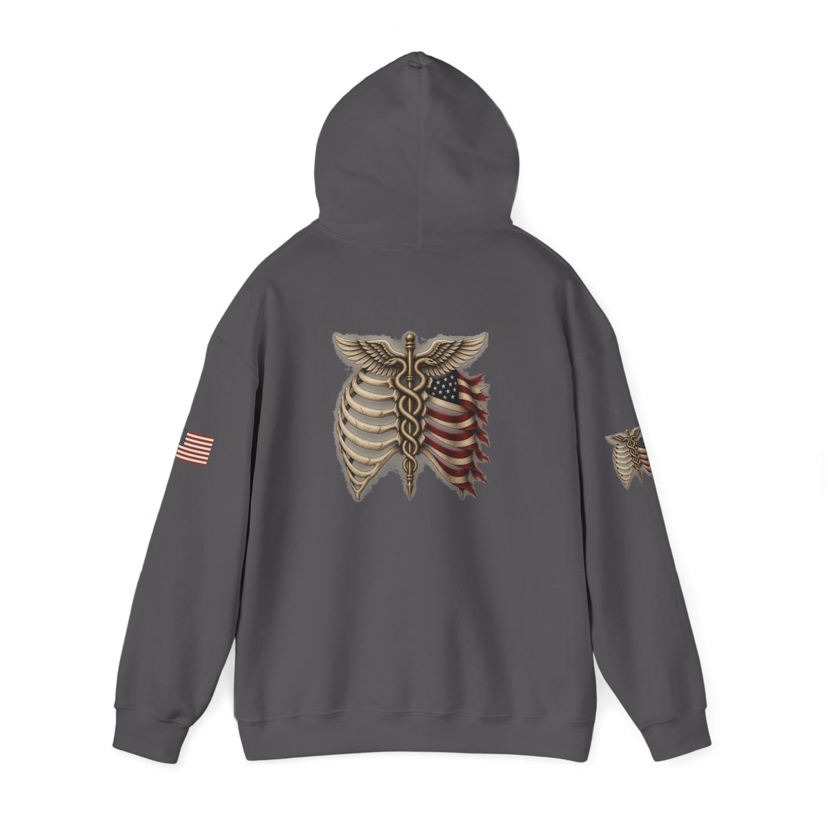 Off Duty, Service Continues — Charcoal Medical Hoodie