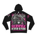 Service Never Stops — Military Medical Breast Cancer Awareness Hoodie