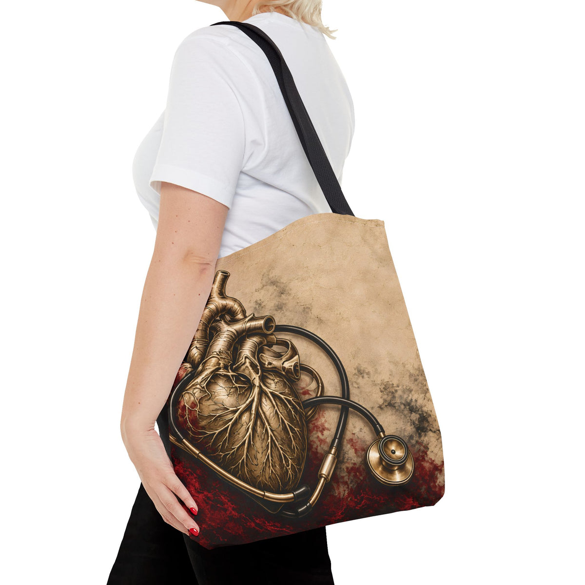 Crimson Pulse Tote — Black Handles