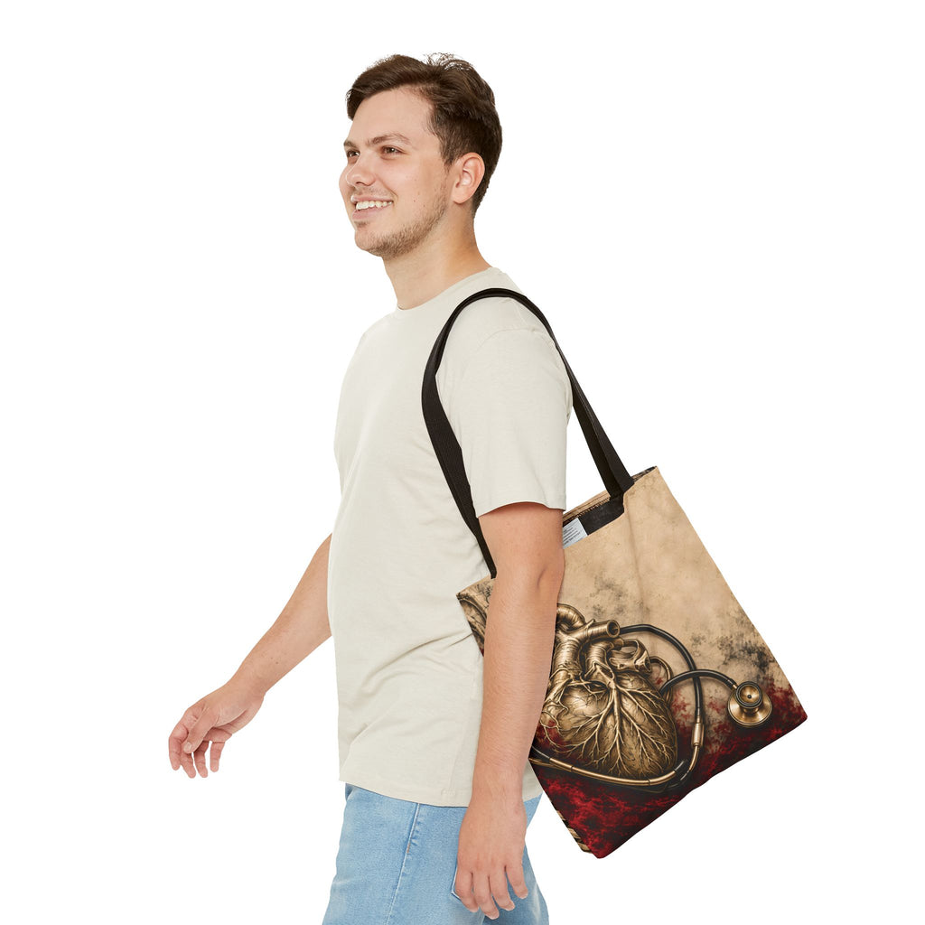 Crimson Pulse Tote — Black Handles