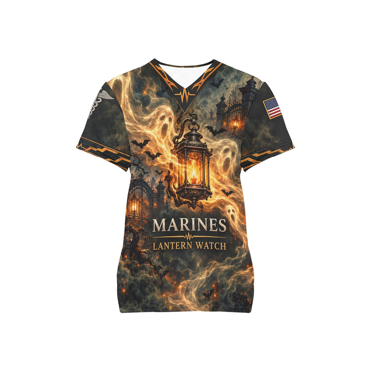 Lantern Watch — Marine Corps Halloween All-Over Print Scrub Top