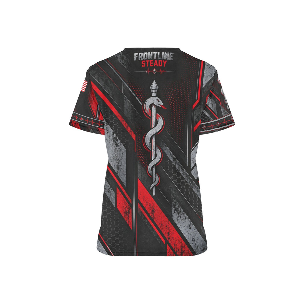 Frontline Steady — Veteran Medical All-Over Print Scrub Top