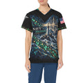 Emerald Resolve — Navy St. Patrick's Day All-Over Print Scrub Top