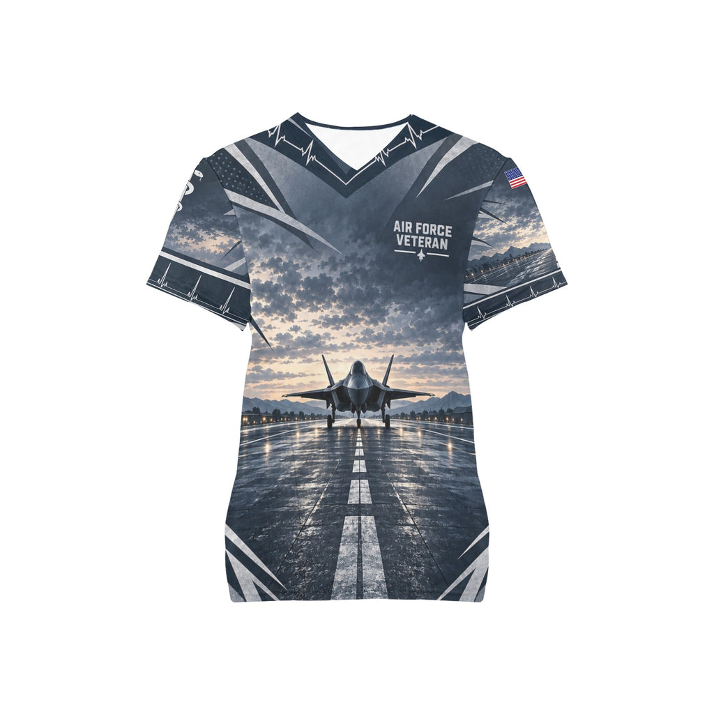 Flightline Care — Air Force Veteran All-Over Print Scrub Top
