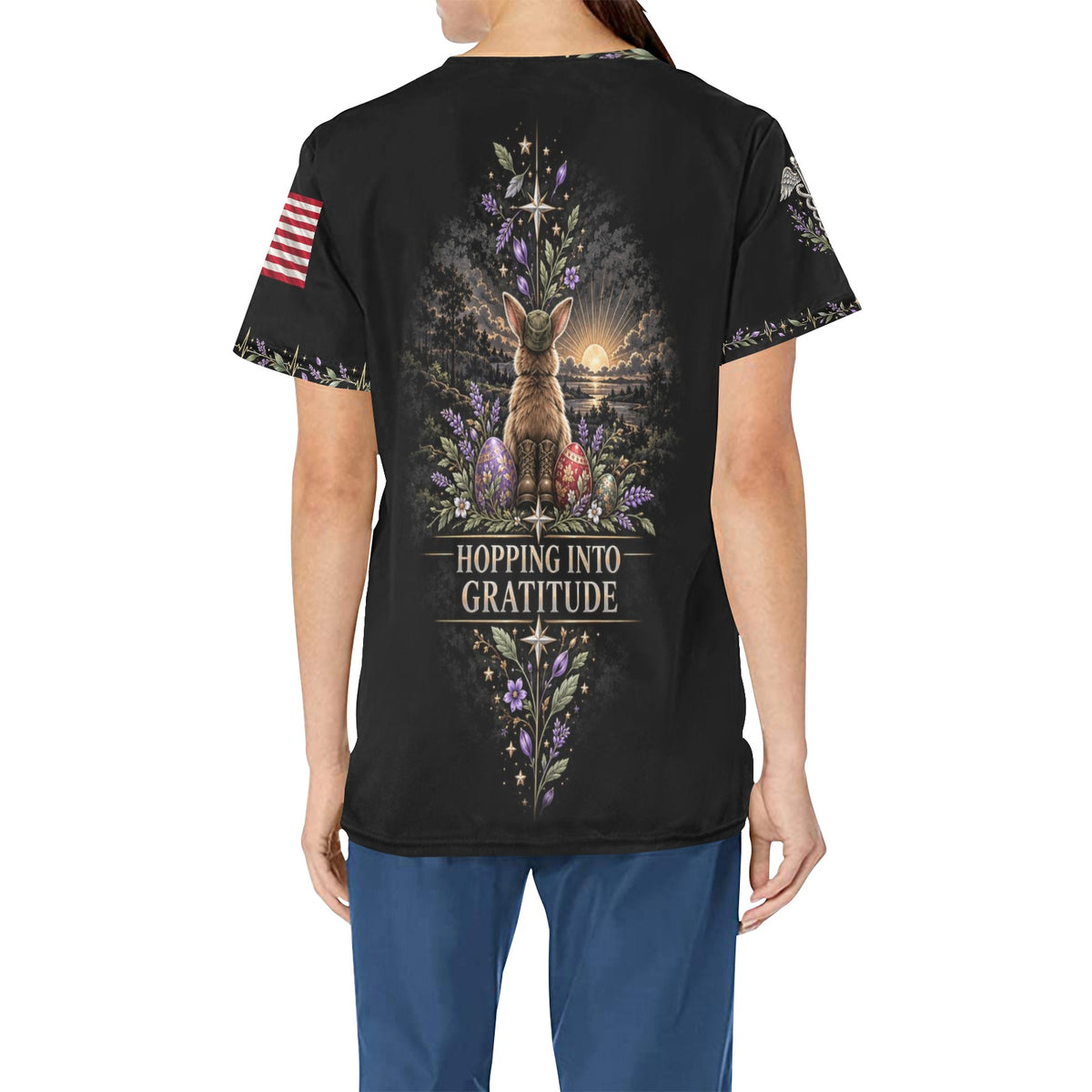 Spring Duty Crew — Marine Corps Easter All-Over Print Scrub Top