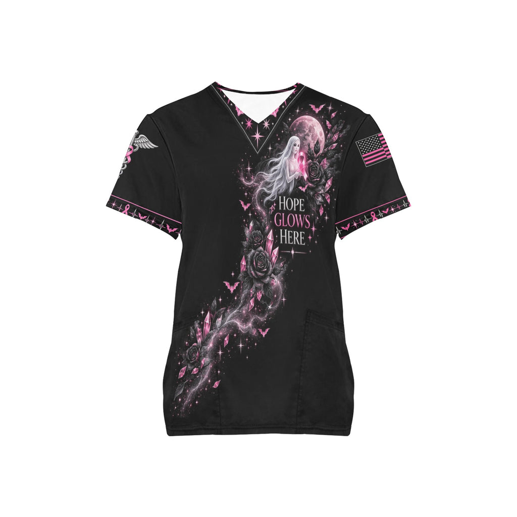 Midnight Hope — Breast Cancer Halloween All-Over Print Scrub Top
