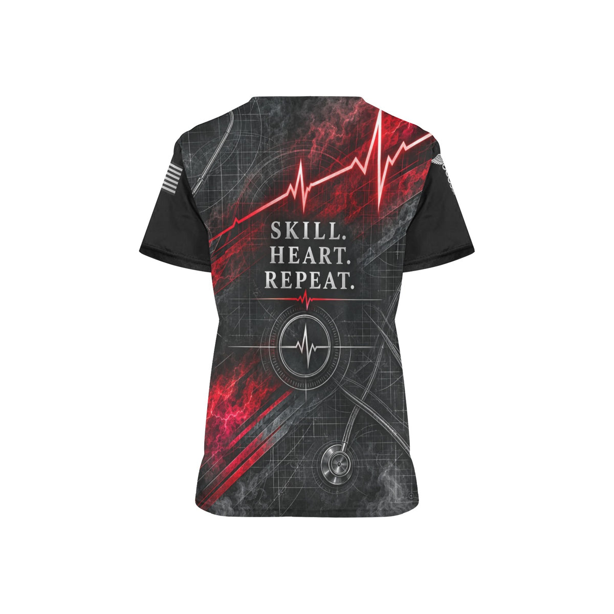 Crimson Code — Nursing All-Over Print Scrub Top