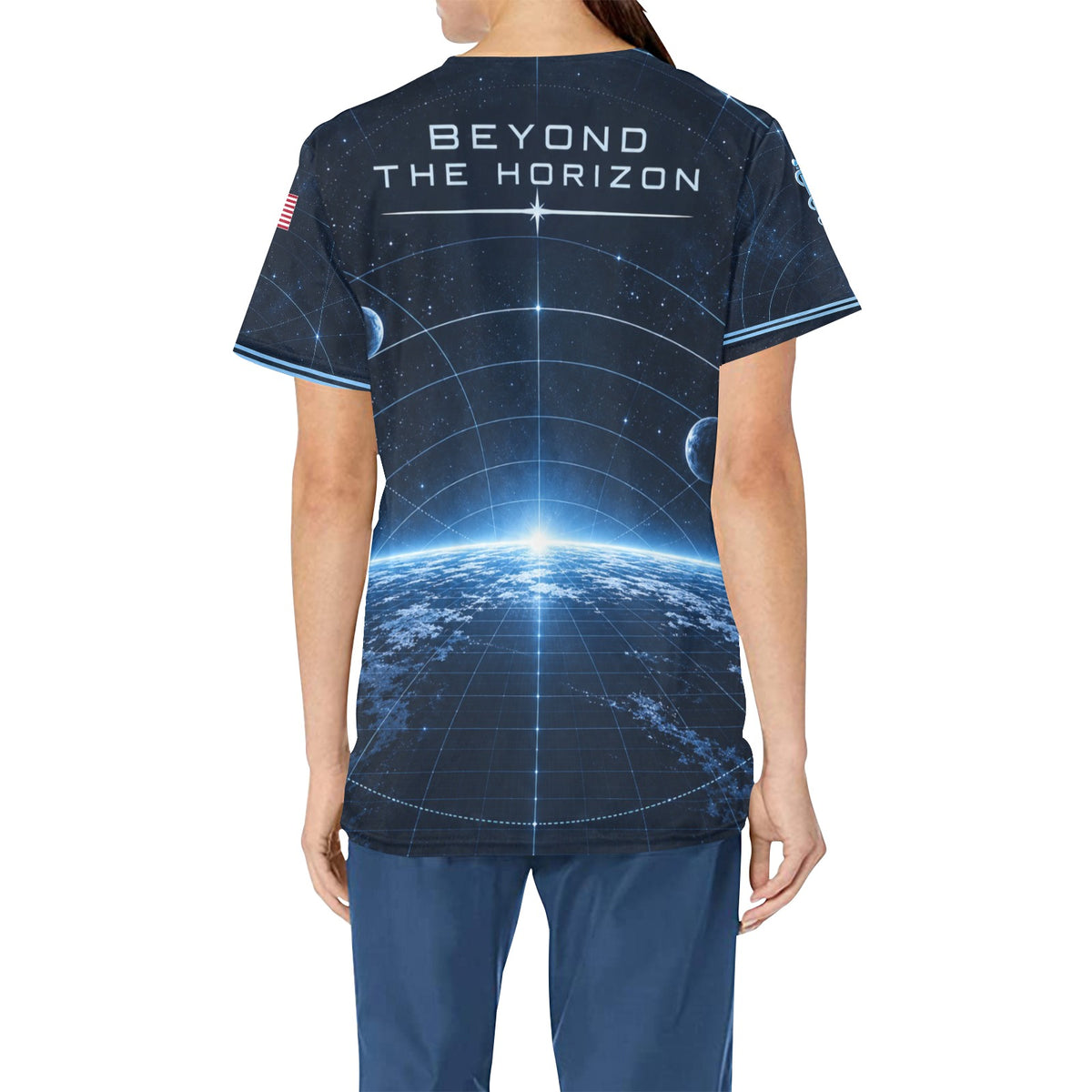 Beyond the Horizon — Space Force Veteran All-Over Print Scrub Top