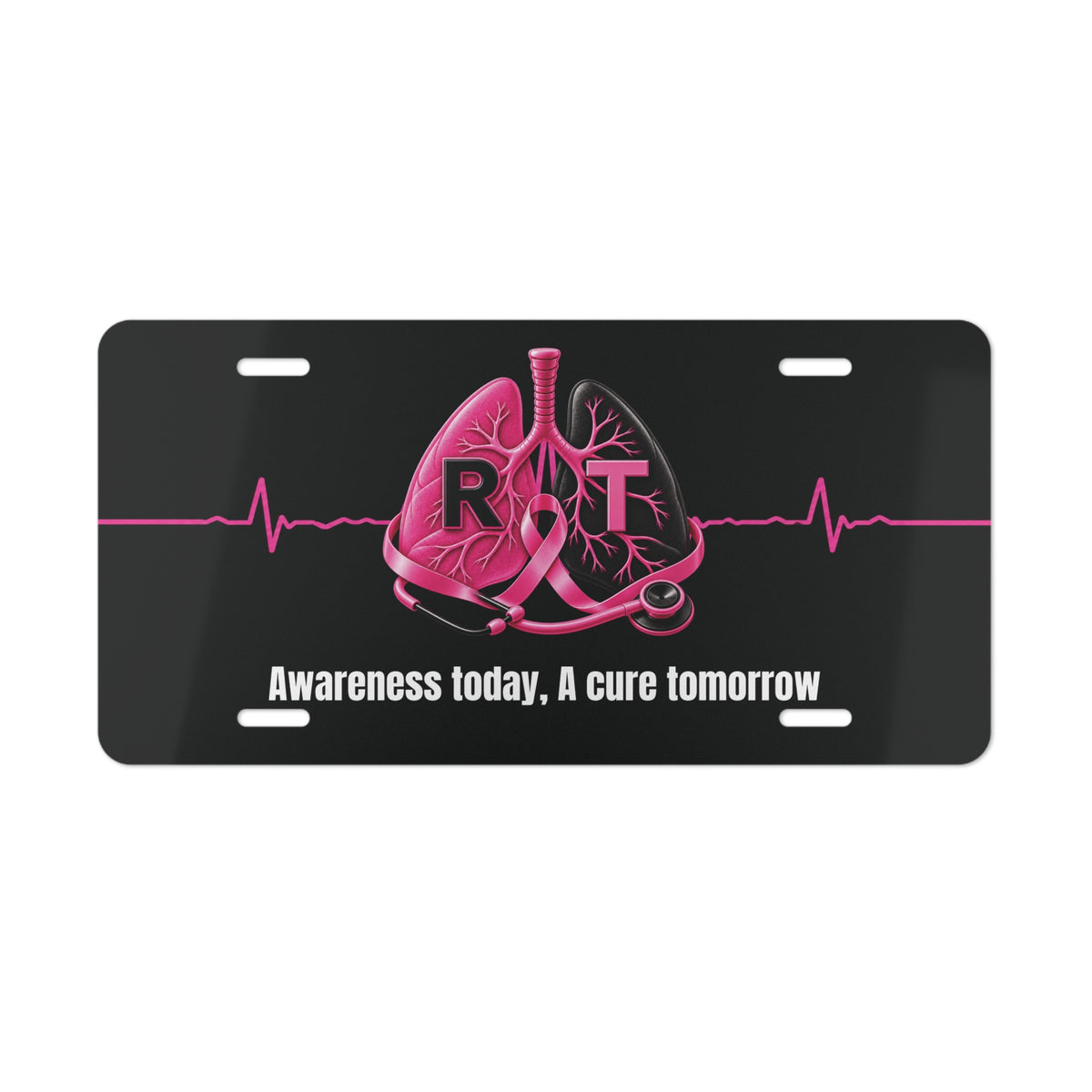 Respiratory Therapy Pink Ribbon Awareness License Plate – 12 × 6 in