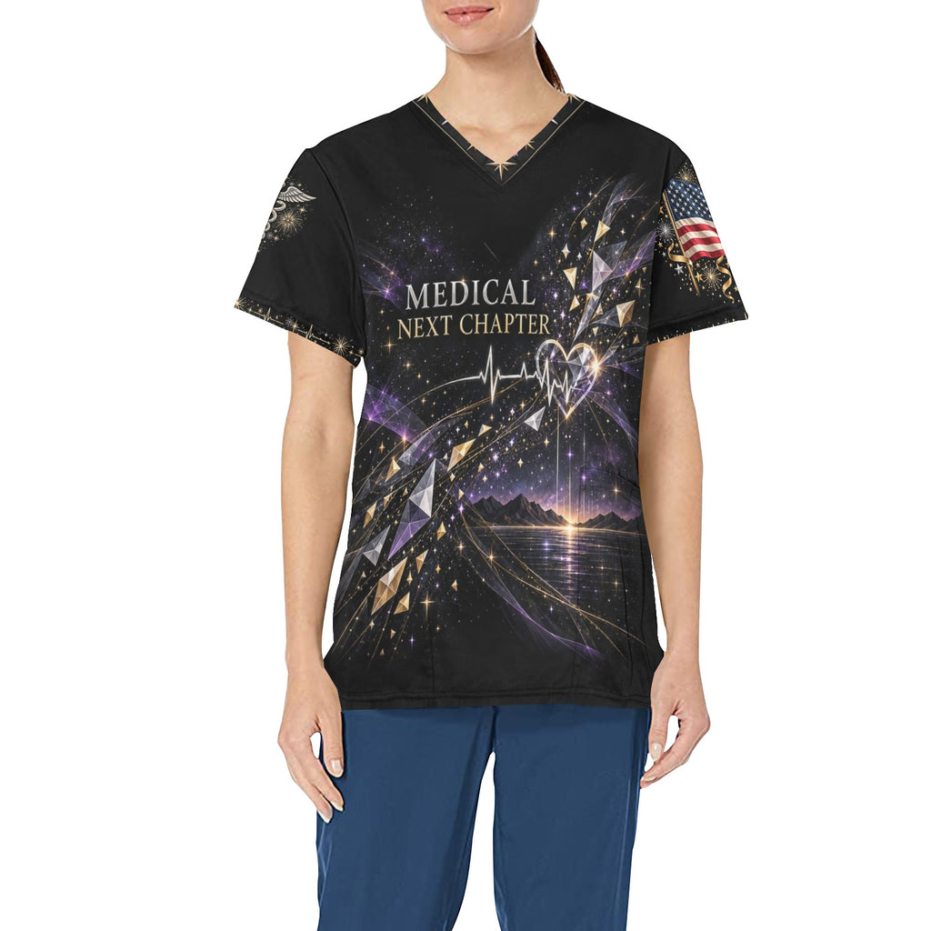 Next Chapter — Medical New Year's All-Over Print Scrub Top