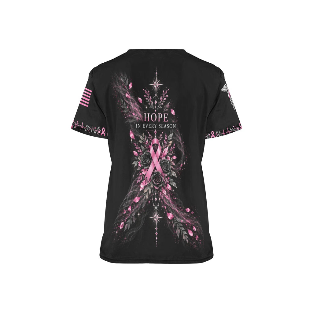 Renewed Resolve — Breast Cancer Awareness Easter All-Over Print Scrub Top