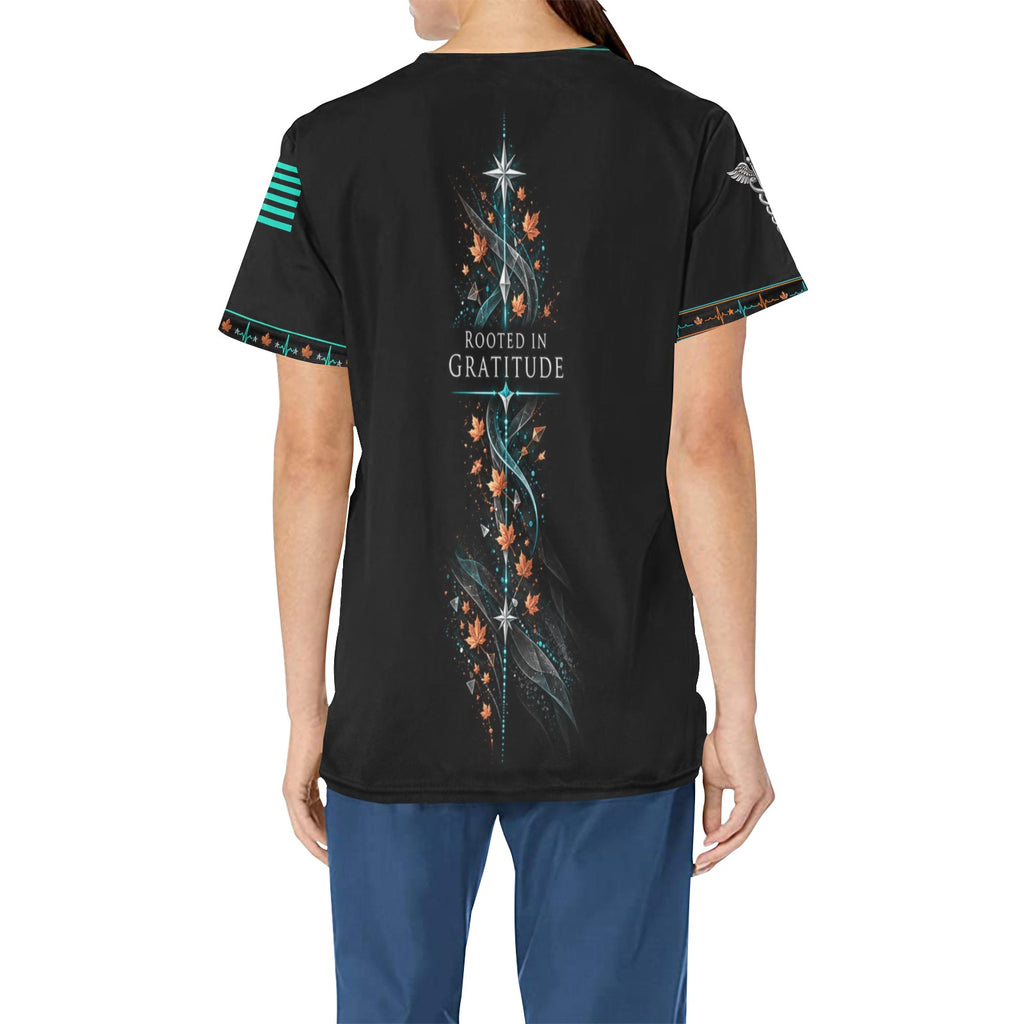 Roots of Gratitude — Respiratory Thanksgiving All-Over Print Scrub Top