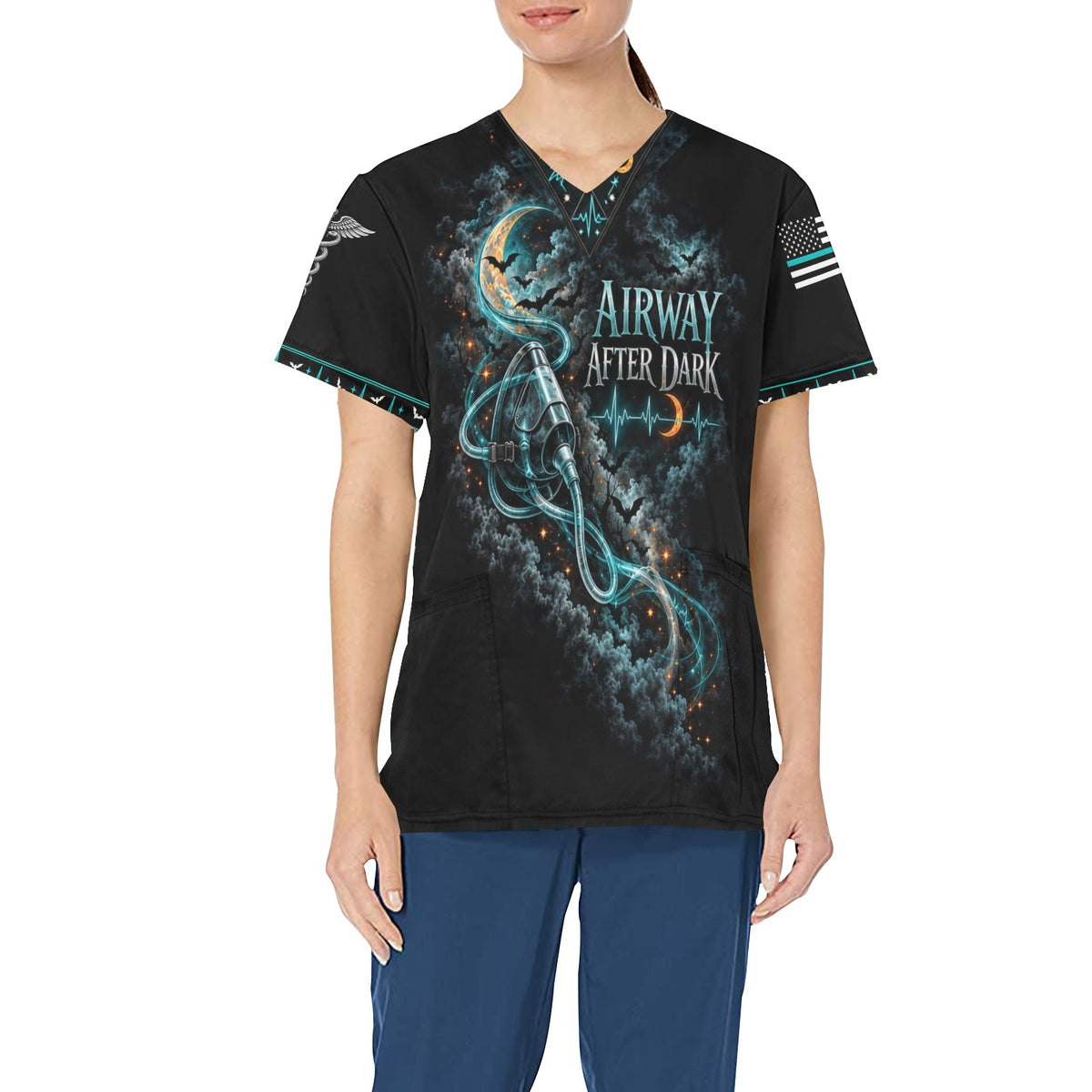 Airway After Dark — Respiratory Halloween All-Over Print Scrub Top