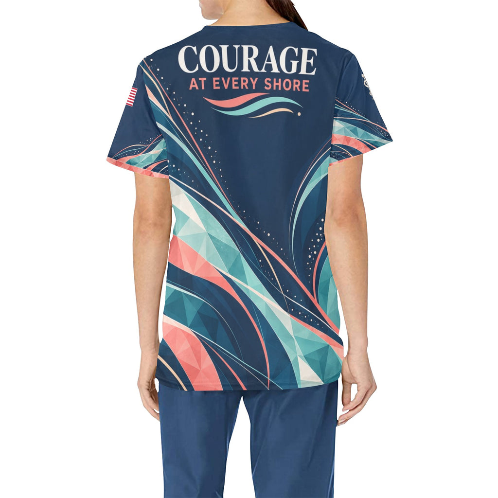 Coral Resolve — Coast Guard Veteran All-Over Print Scrub Top
