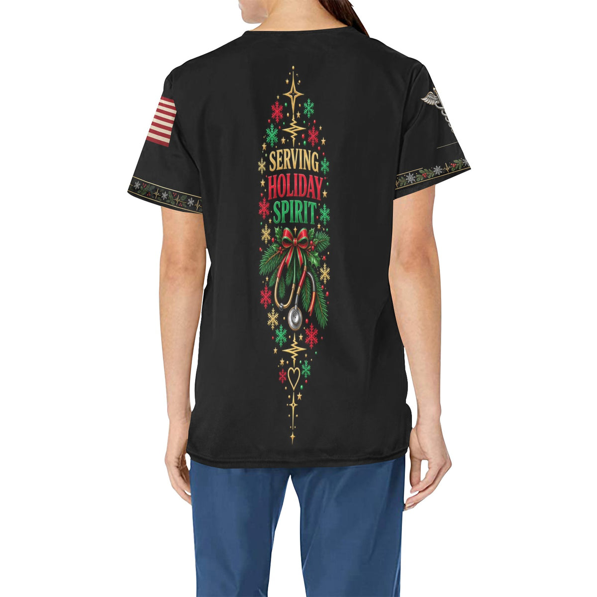 Merry Medic Crew — Army Christmas All-Over Print Scrub Top