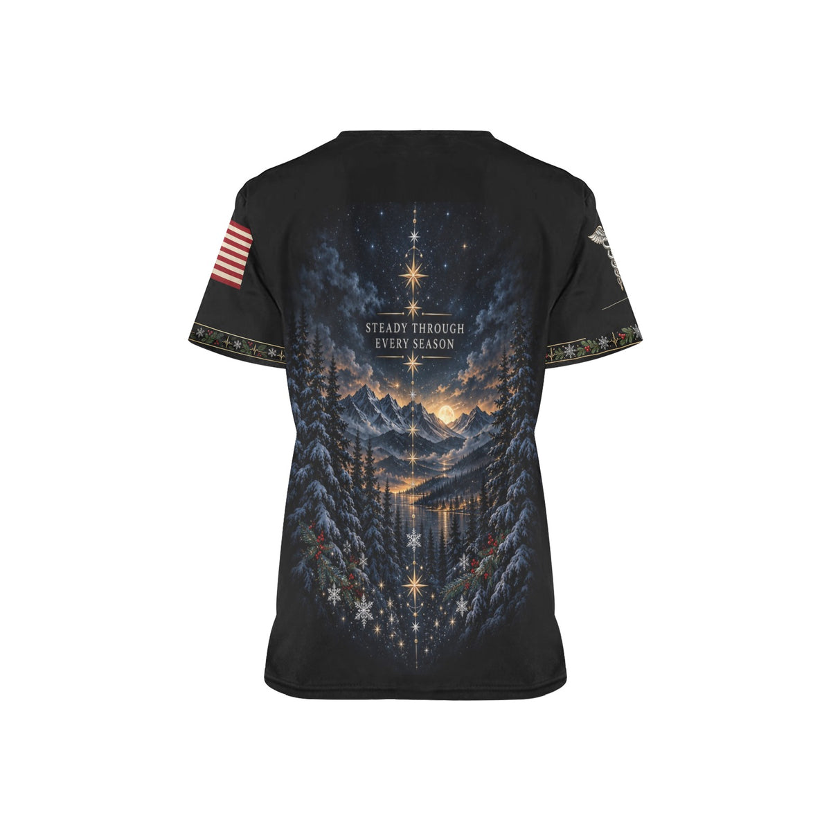 Evergreen Resolve — Air Force Christmas All-Over Print Scrub Top