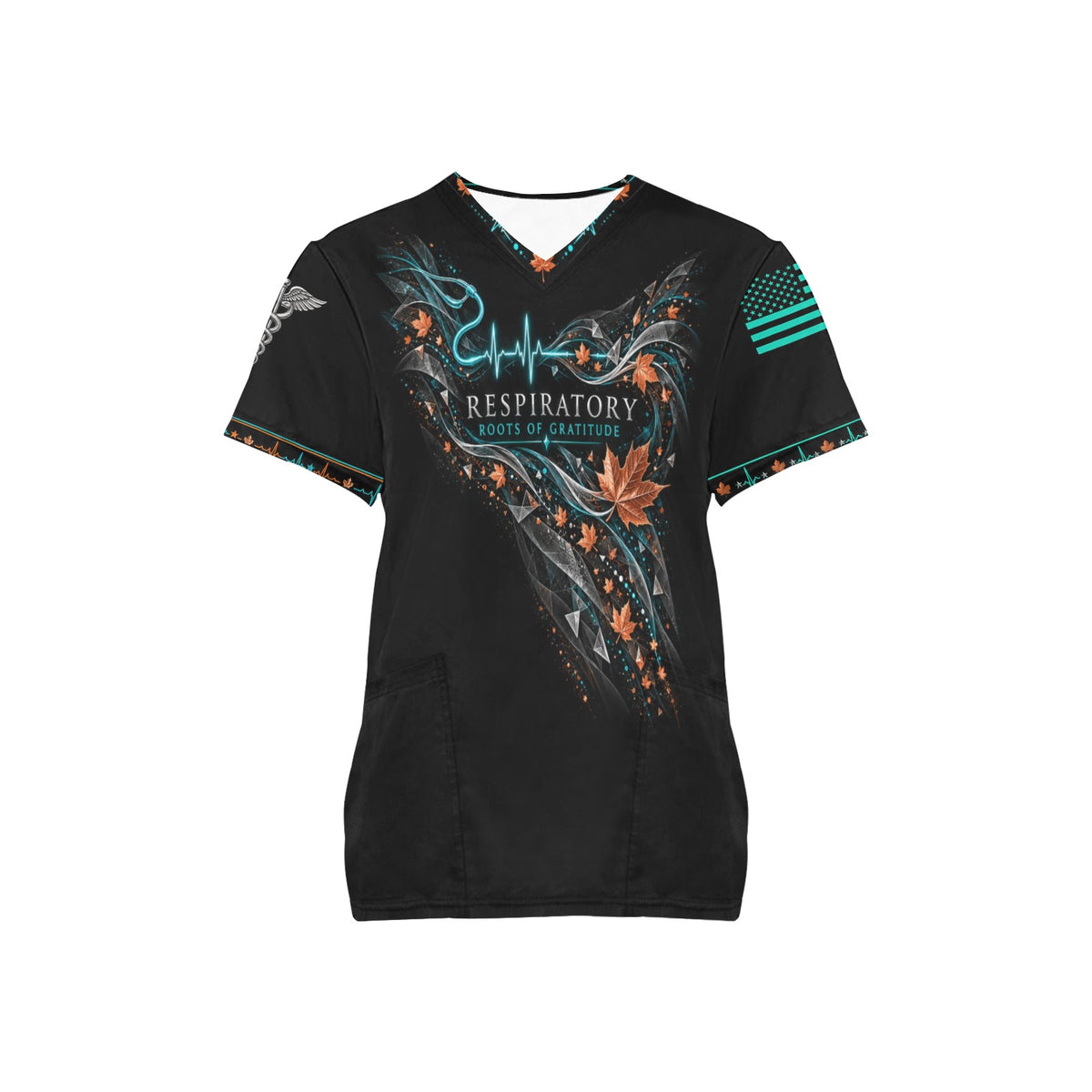 Roots of Gratitude — Respiratory Thanksgiving All-Over Print Scrub Top