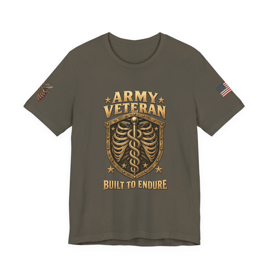 Army Veteran — Built to Endure — Unisex Cotton Tee