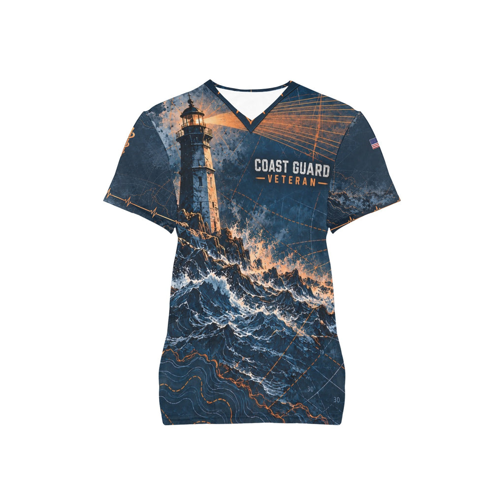 Harbor Watch — Coast Guard Veteran All-Over Print Scrub Top