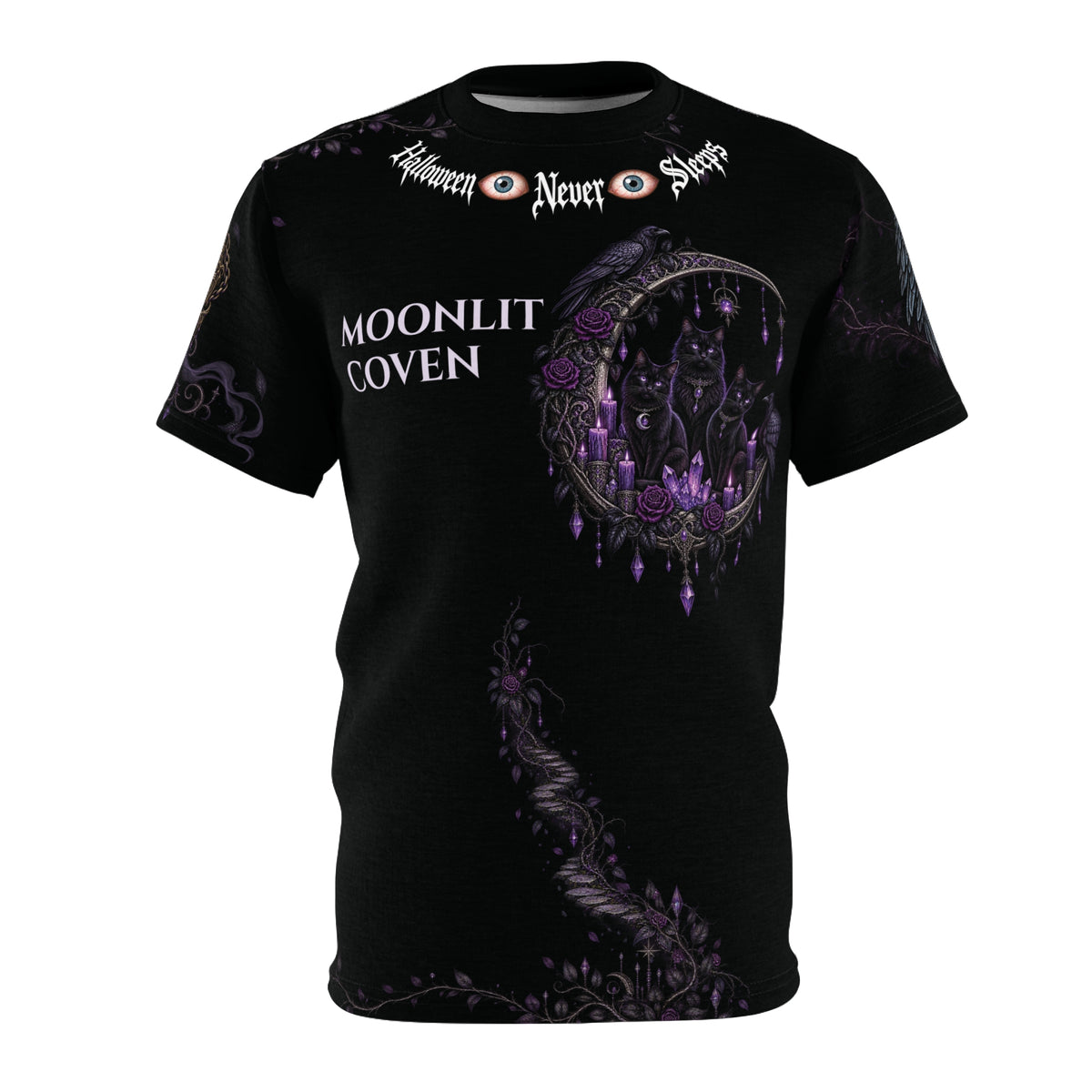 Halloween Never Sleeps — Moonlit Coven Cut & Sew T-Shirt