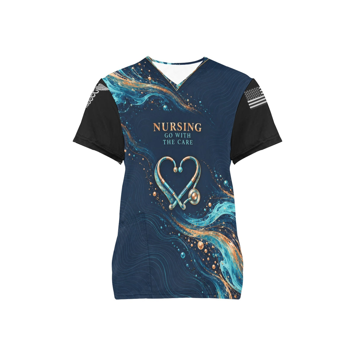 Ocean Rounds — Nursing All-Over Print Scrub Top