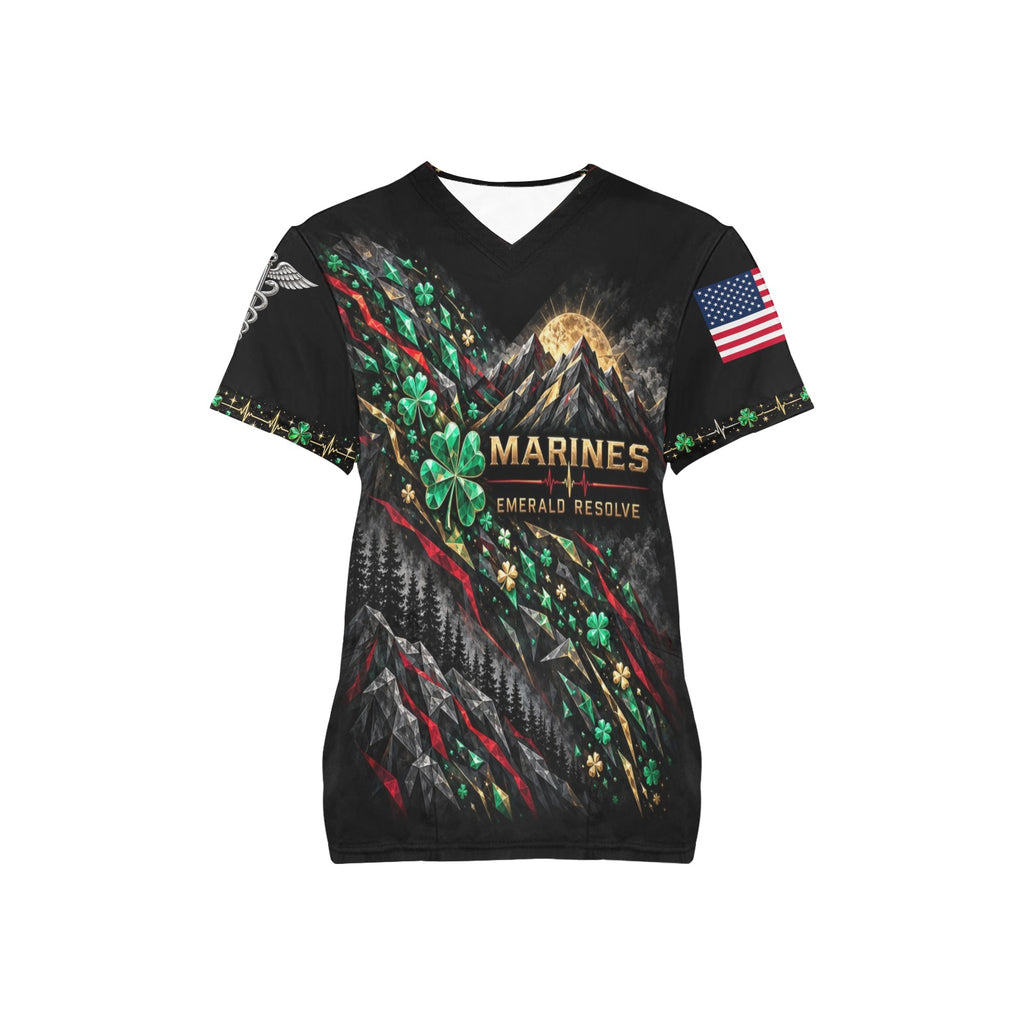 Emerald Resolve — Marine Corps St. Patrick's Day All-Over Print Scrub Top