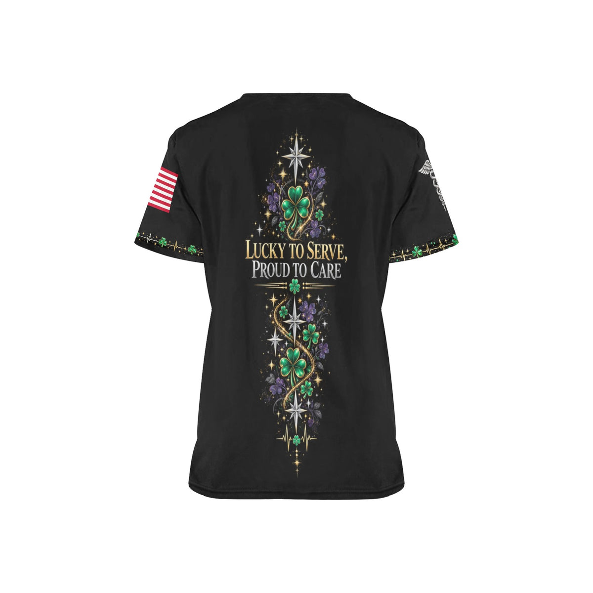 Lucky Duty Crew — Medical St. Patrick's Day All-Over Print Scrub Top