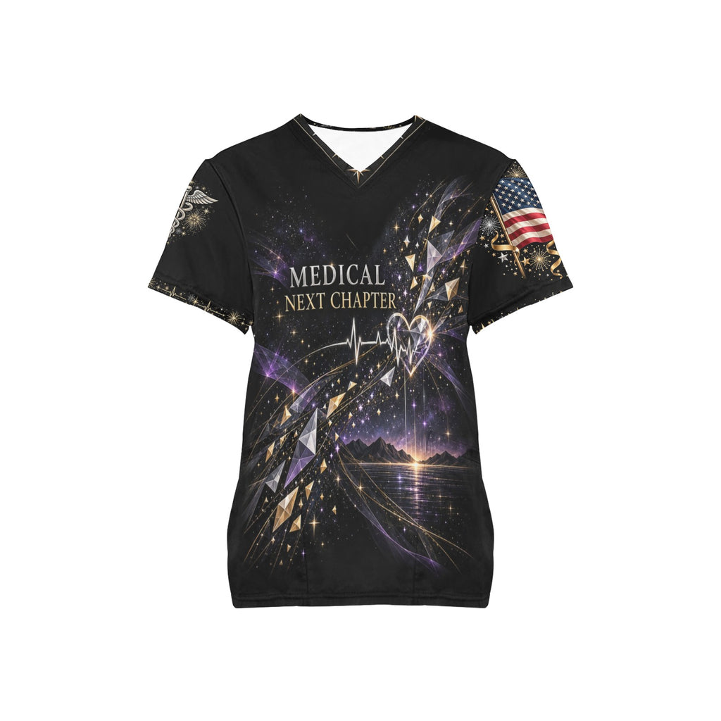 Next Chapter — Medical New Year's All-Over Print Scrub Top